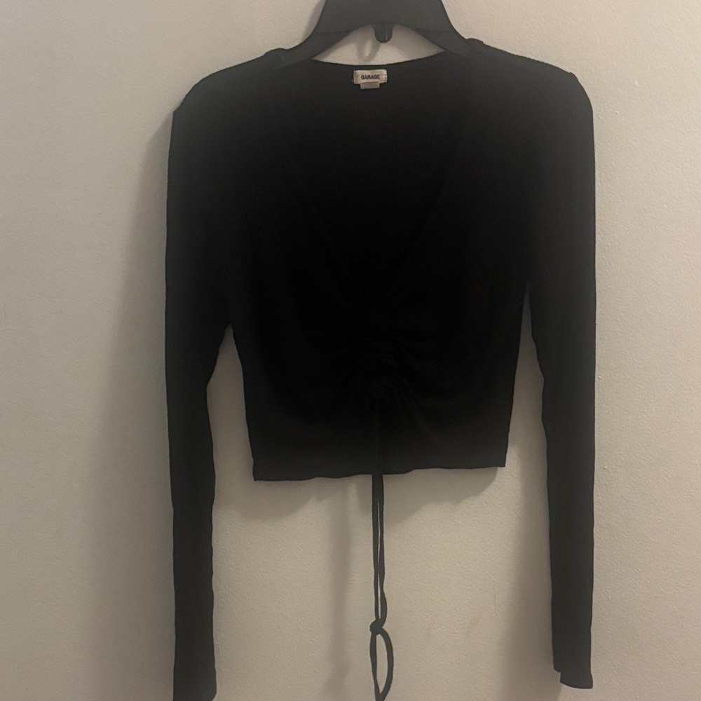 Garage Black Ruched Long Sleeve Top